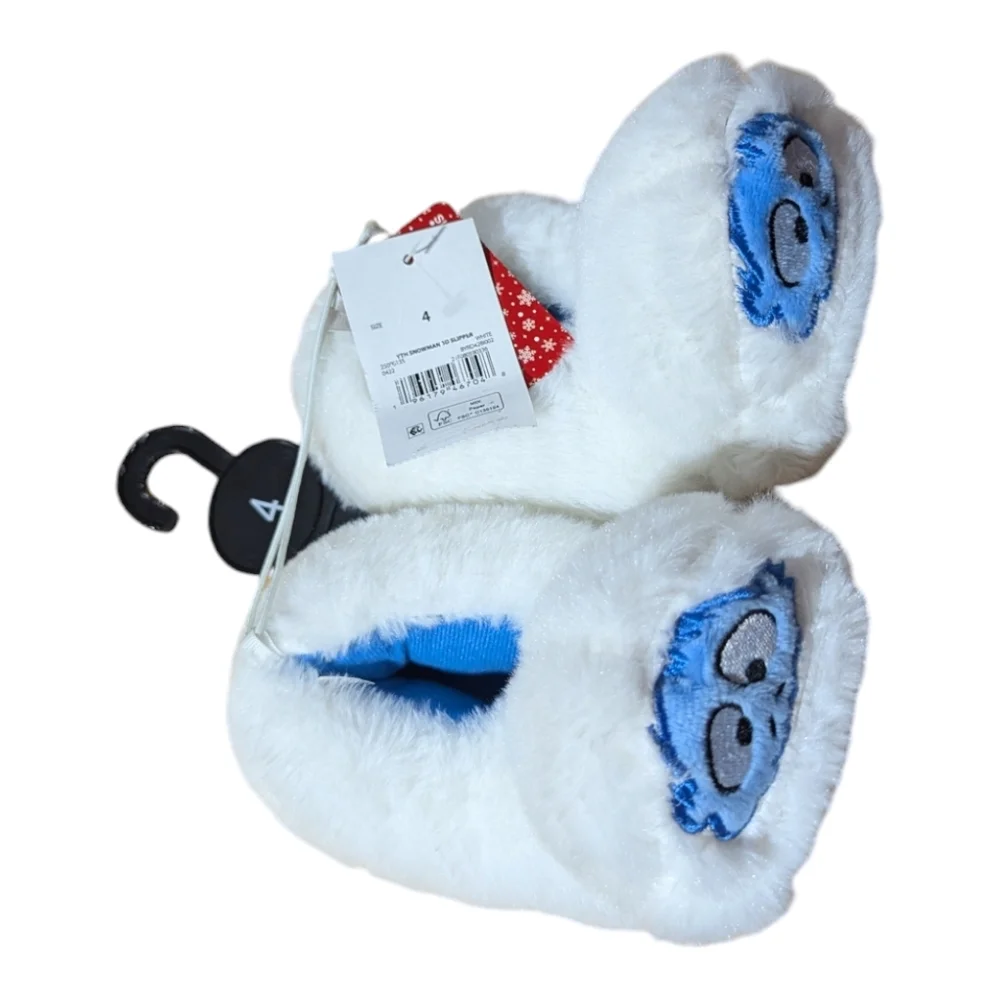 Baby Toddler White Fuzzy Abominable Snowman Slippers Size 4 Soft Cozy K-